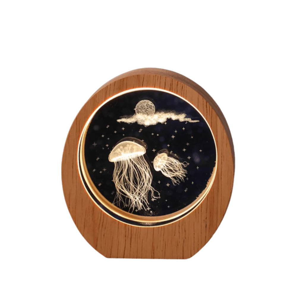 

Wooden Base 3D Inner Carving Planet Night Light Solar System Astronomy Astronomy Theme Luminous Crystal Desktop Ornament