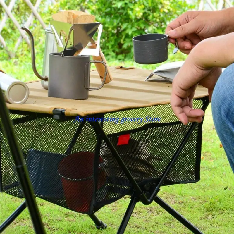 

652D Desk Box Tripod Mesh Basket for Camping Table Rack Bag Outdoor Folding Net Bag Under Table Storage Bag