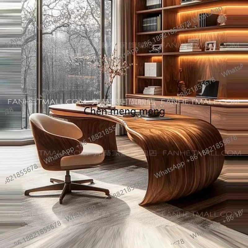 D80 luxury minimalist modern all solid wood irregular shape room offices office desks and workstations Room desks computer desk