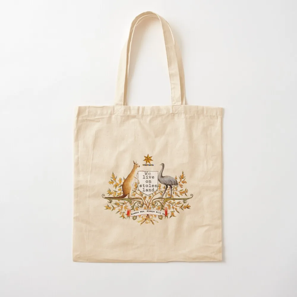 نعيش على الأرض المسروقة حمل الحقائب البيئية حمل حقيبة مخصصة للتخصيص حمل حقيبة أكياس البقالة القابلة لإعادة الاستخدام