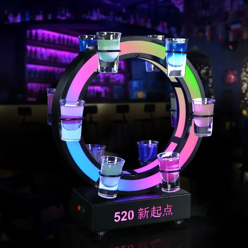 Rechargeable Bar Ferris wheel LED Shot Glasses Display Holder Stand VIP Shot Glass Tray LED Bottle Presenter Glorifier