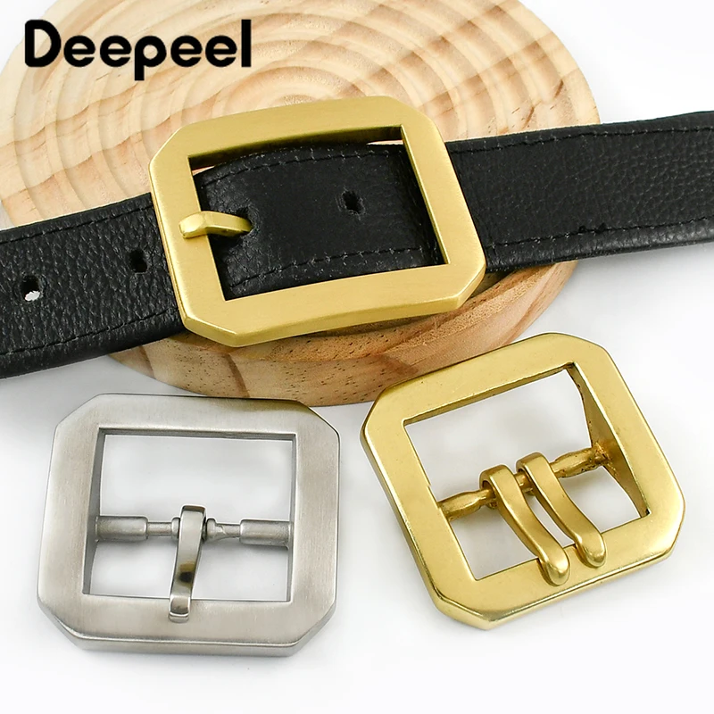 40mm masculino puro cobre pino fivela de aço inoxidável cintura fecho calças único/duplo pinos cinto gancho diy couro artesanato acessórios
