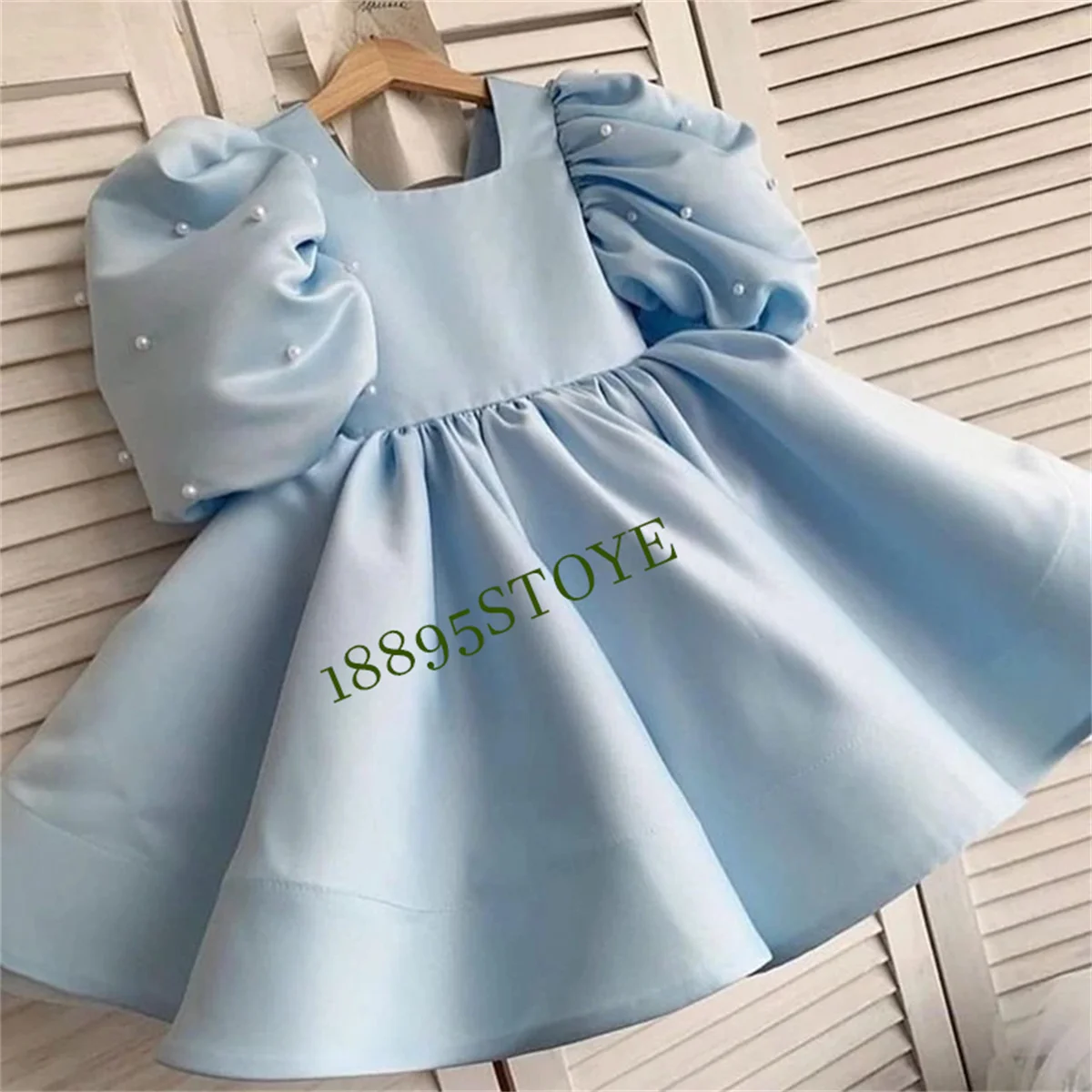 Vestidos bonitos de primera comunión para niña, vestidos de fiesta de cumpleaños con perlas y mangas abullonadas de color rosa y rojo, vestido de baile esponjoso, vestido de flores para niña