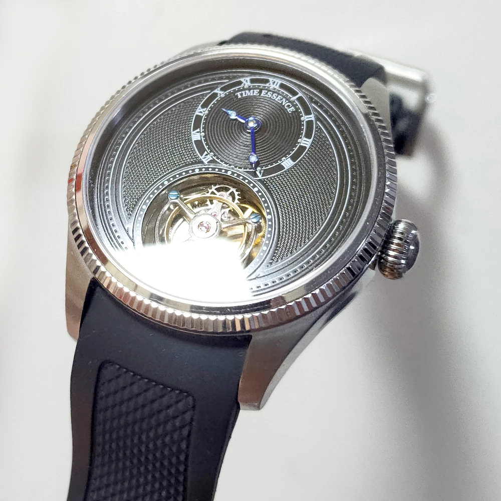 

Tourbillon watch Mechanical movement sapphire glass Stainless Steel Case Black dial