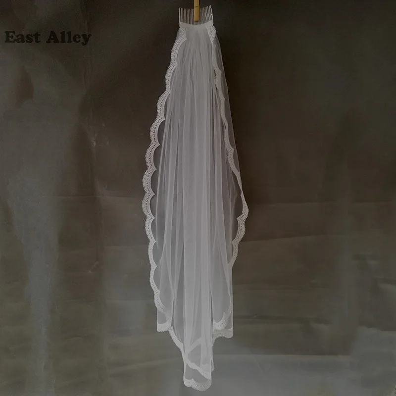 Romantic White Ivory Short Wedding Veils with Comb Fingertip Bridal Veil Veu De Noiva Longo Wedding Decoration Accessories Veil