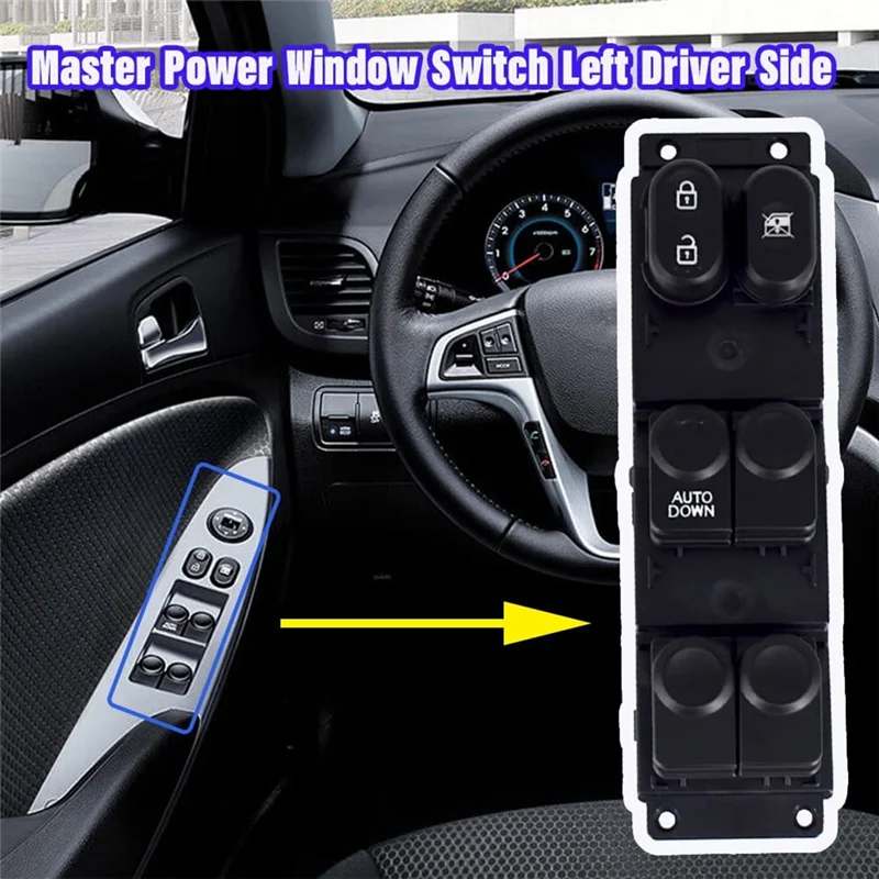 

Car Front Left Side Electric Power Master Window Lift Control Switch 93570-1R210 For Hyundai Accent 2015-2017 LHD