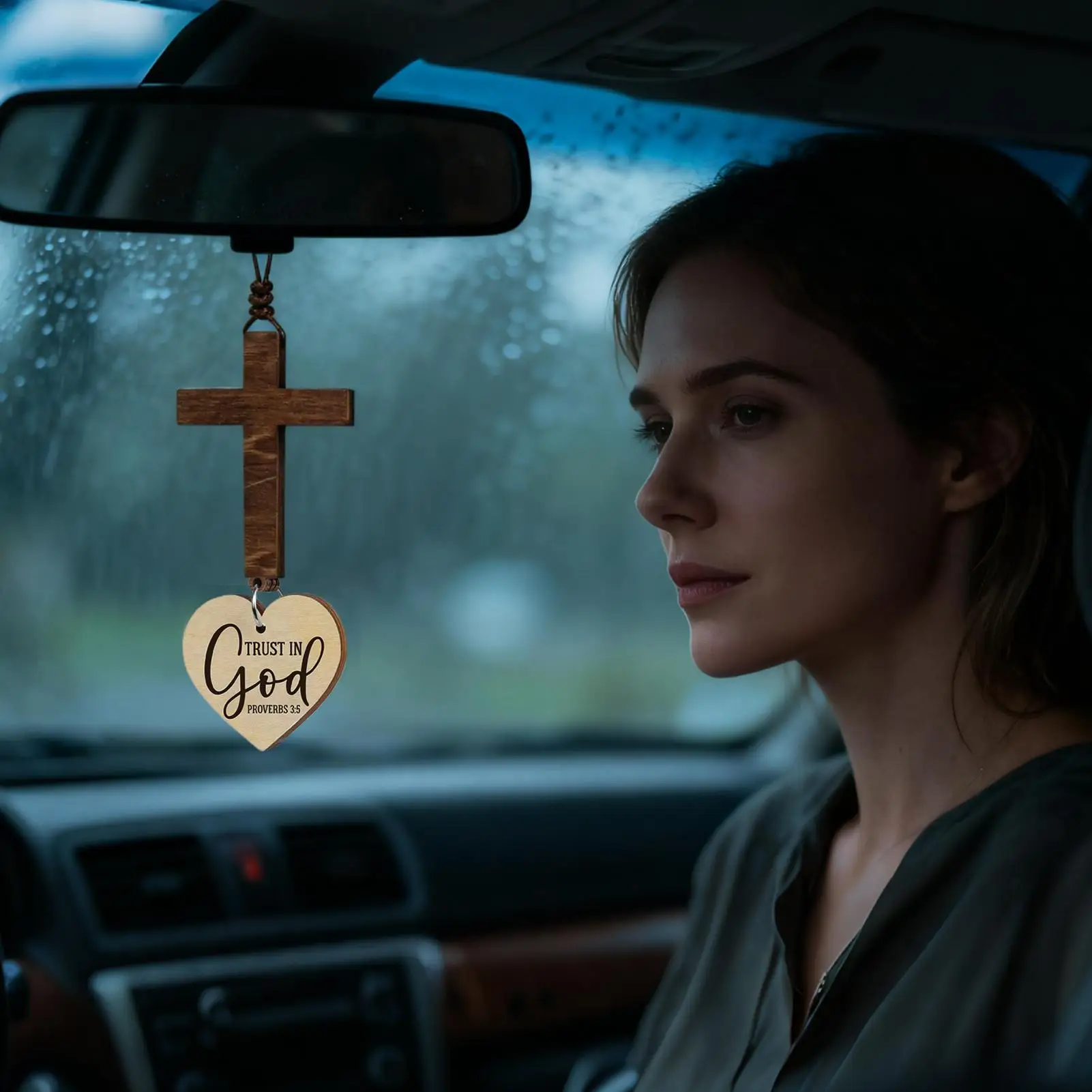 Cross For Rear View Mirror Christian Bible Verse Pendant Jesus Car Decorations For Women Men Driver Vehicle Truck SUV Interior