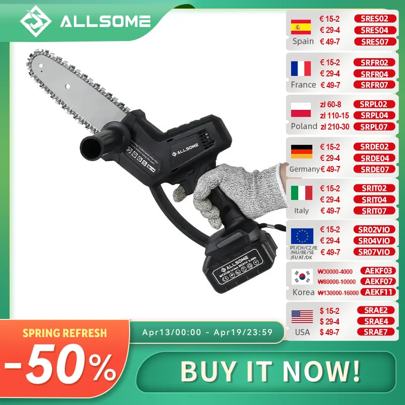 

8 In Cordless 21V Mini Chain Chainsaw Hand Pruning Saw Electric Woodworking Garden Cutting Tools For Makita Battery