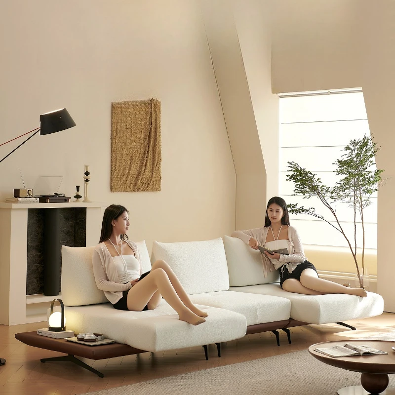 

Sofa high-end living room module multi-functional wabi-**** chenille straight-row fabric sofa