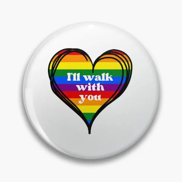 I Ll Walk With You Lgbtqia  Soft Button Pin Funny Gift Cute Women Lapel Pin Creative Hat Jewelry Badge Cartoon Clothes Decor