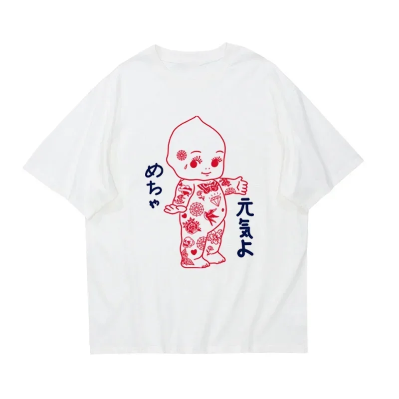 Millennium Harajuku Cute Angel Print graphic Aesthetic Retro Kawaii Punk Hip Hop street wear Summer Men women Universal T-shirt