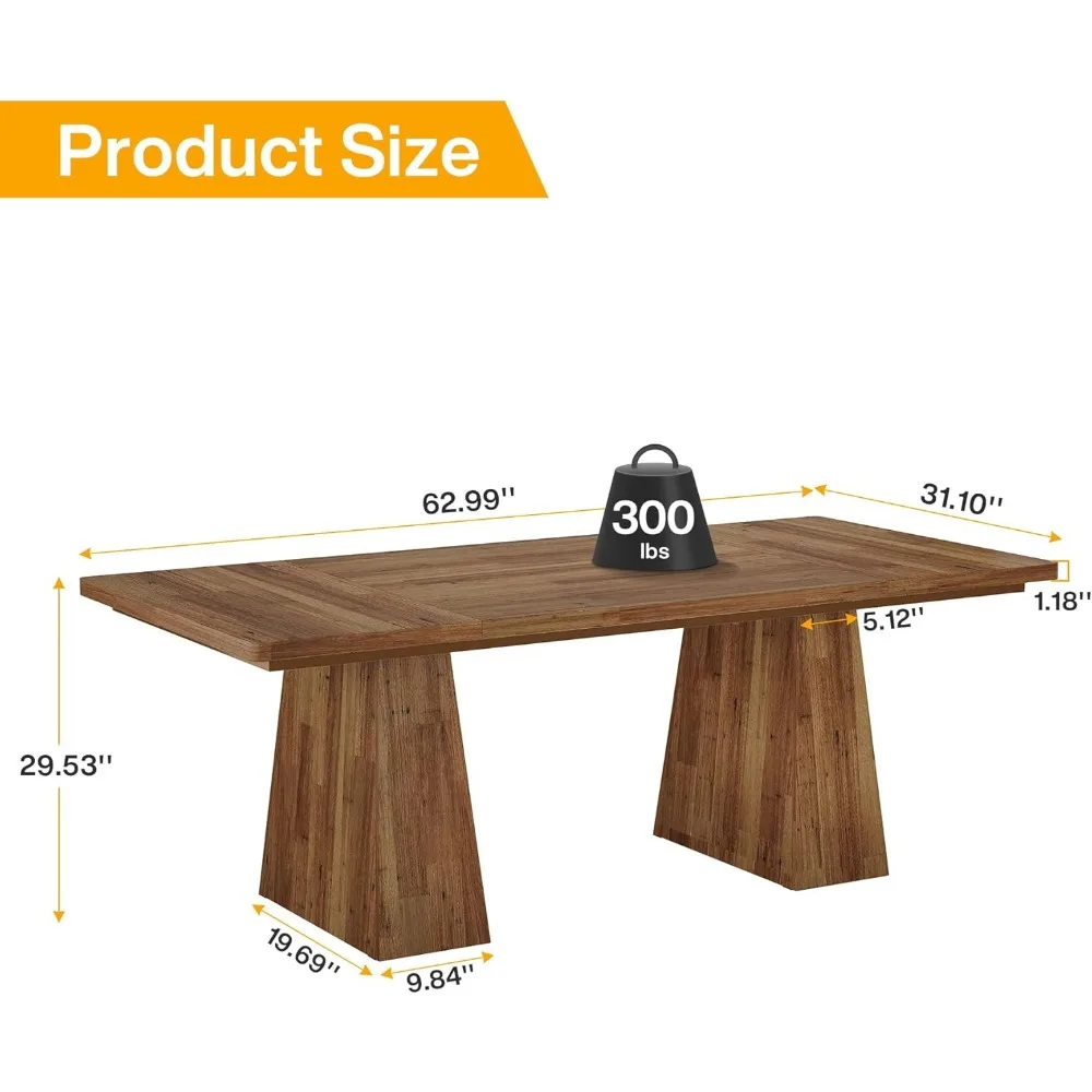 63-Inch Executive Desk, Modern Office Computer Desk with Sturdy Double Pedestal, Large Study Writing Table Simple Wor