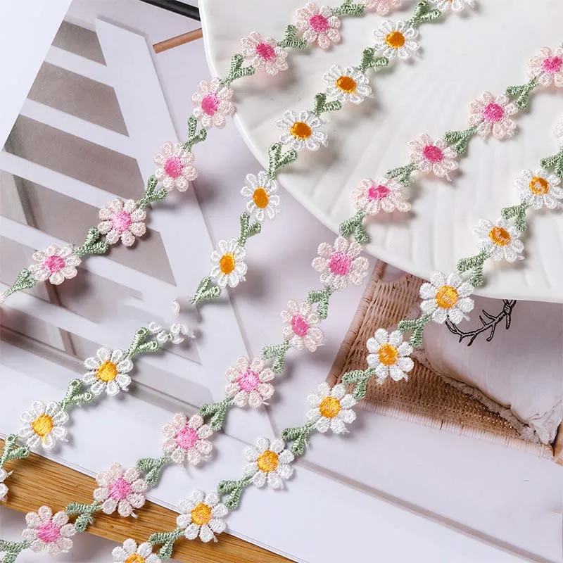 

45 ярдов цветок ромашки кружевная бейка вышитая цветочная лента ткань свадебное платье «сделай сам» швейные принадлежности материал аксессуары