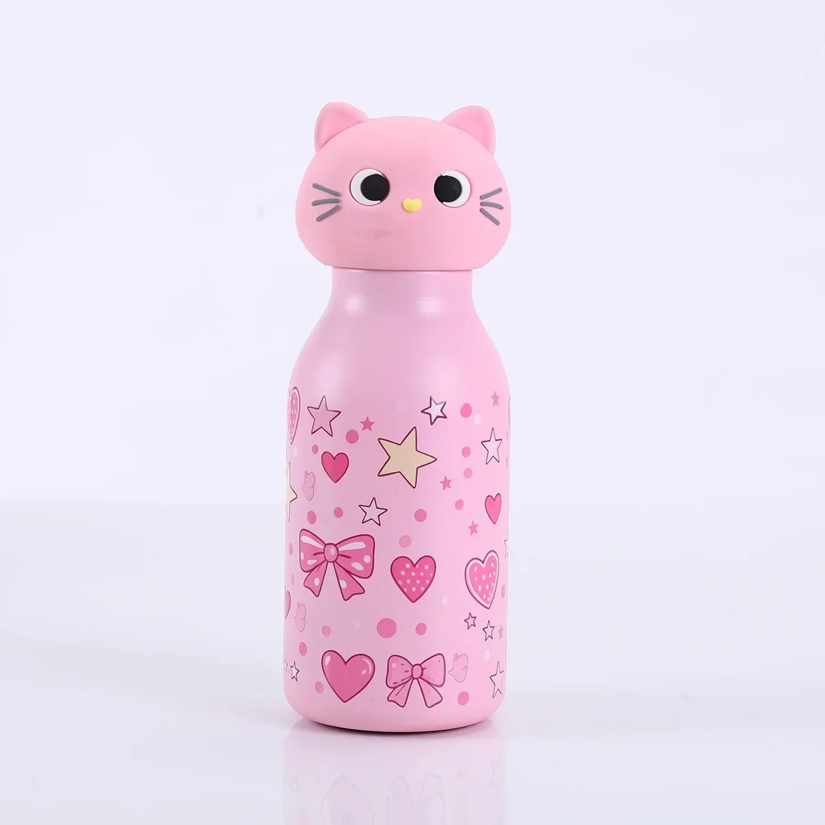 Insulated Stainless Steel Water Bottle with Cat Detachable Soft Head Cartoon Cat Shaped Thermos Bottle With Straw For Kids view 3
