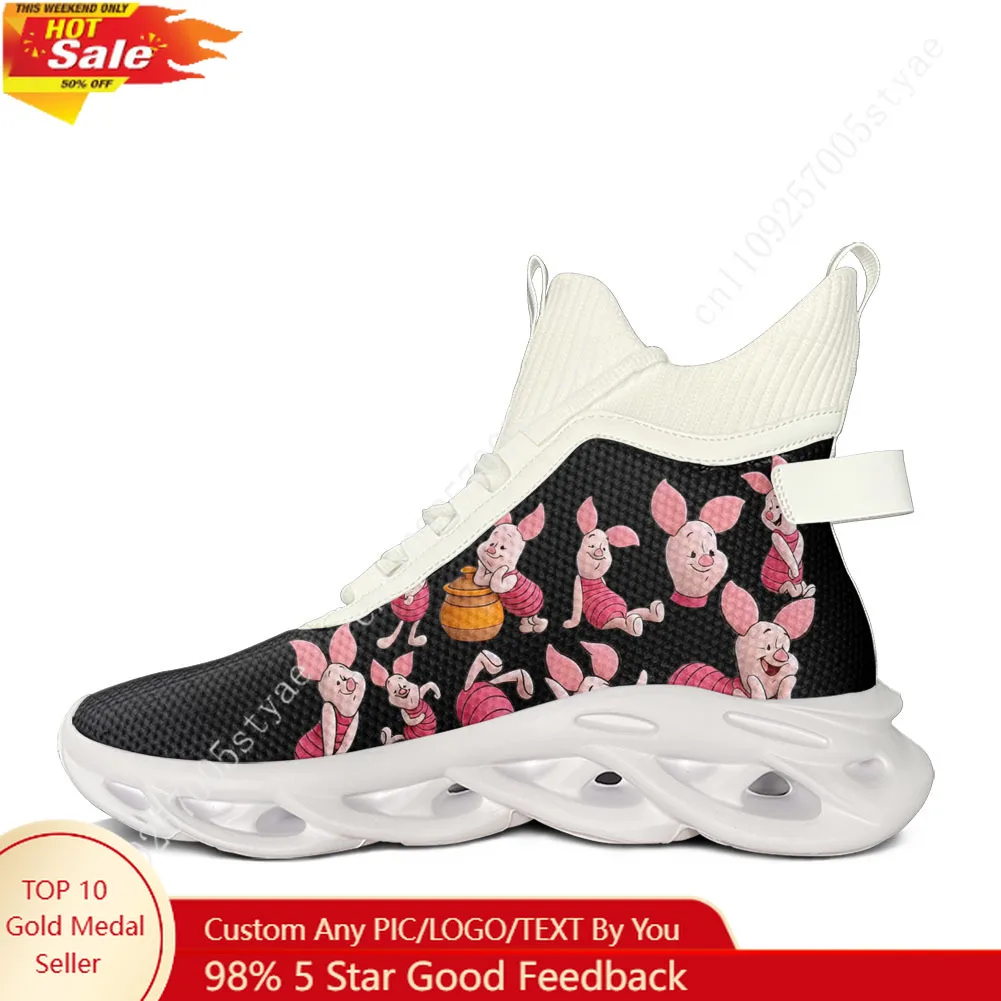 

Disney Winnie The Pooh Piglet High Top Flats Sneakers Mens Womens Hiking Running Sneakers