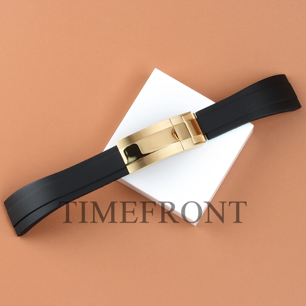 20mm Rubber Strap Solid Stainless Steel Buckle For Submariner GMT Yacht Daytona Oyster Date Explorer GMT Watch Band Accessories
