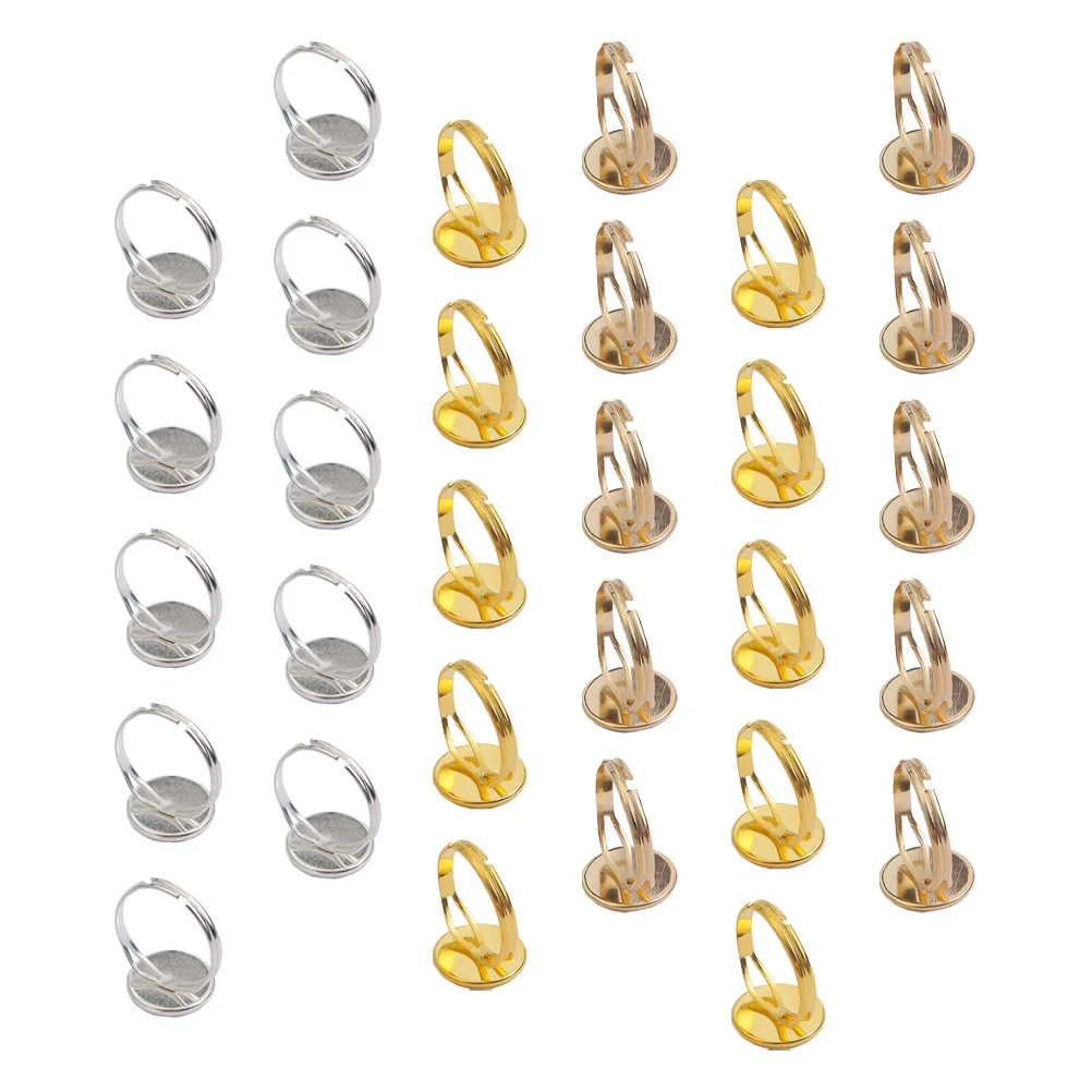 

30pcs Ring Setting Base Diy Inlay Design Skin-Friendly Material Long-Lasting Simple Finger Ring For Selfie Props Costume