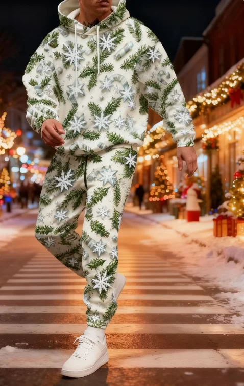 Fashion Christmas Santa Claus 3D Printed Hoodie Suit Men Sweatshirts Sweatpants Casual Two Piece Tracksuit Set Men's Clothing