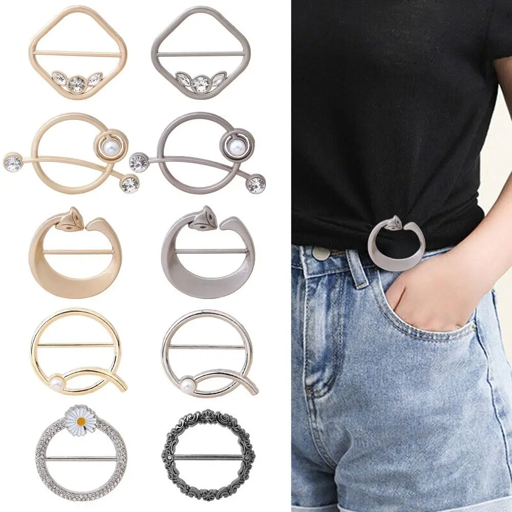 Versatile Silk Clasp Clips Scarf Buckle ScarvesRing Shawl T-Shirt Clip Brooch Waist Buckle Brooches Daily Fashion Jewelry
