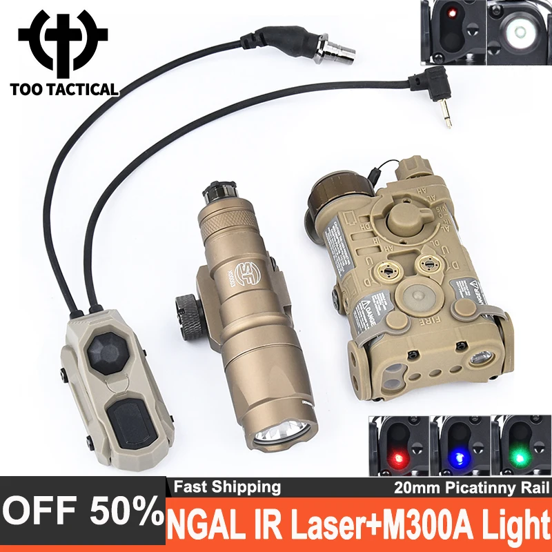 

WADSN Tactics NGAL Red Green Blue laser IR Indicator Surefir M300A Hunting Light With AXON Dual Control Switch Fit 20MM Rail