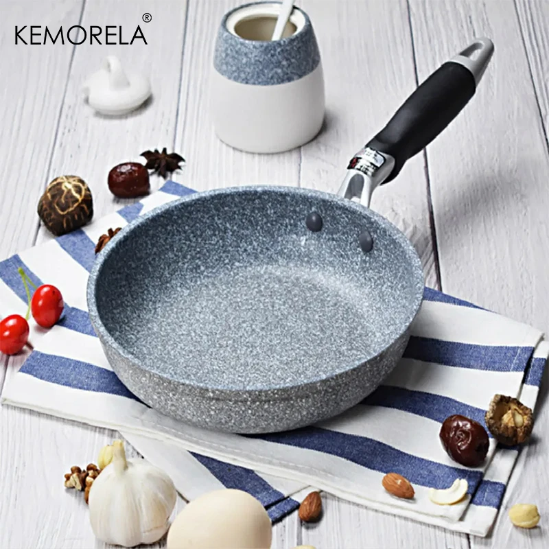 KEMORELA 28/26/24/20cm Stone Frying Pan Wok Non-stick Pan Skillet Cauldron Induction Cooker Pan Pancake Gas Stove Home Durable