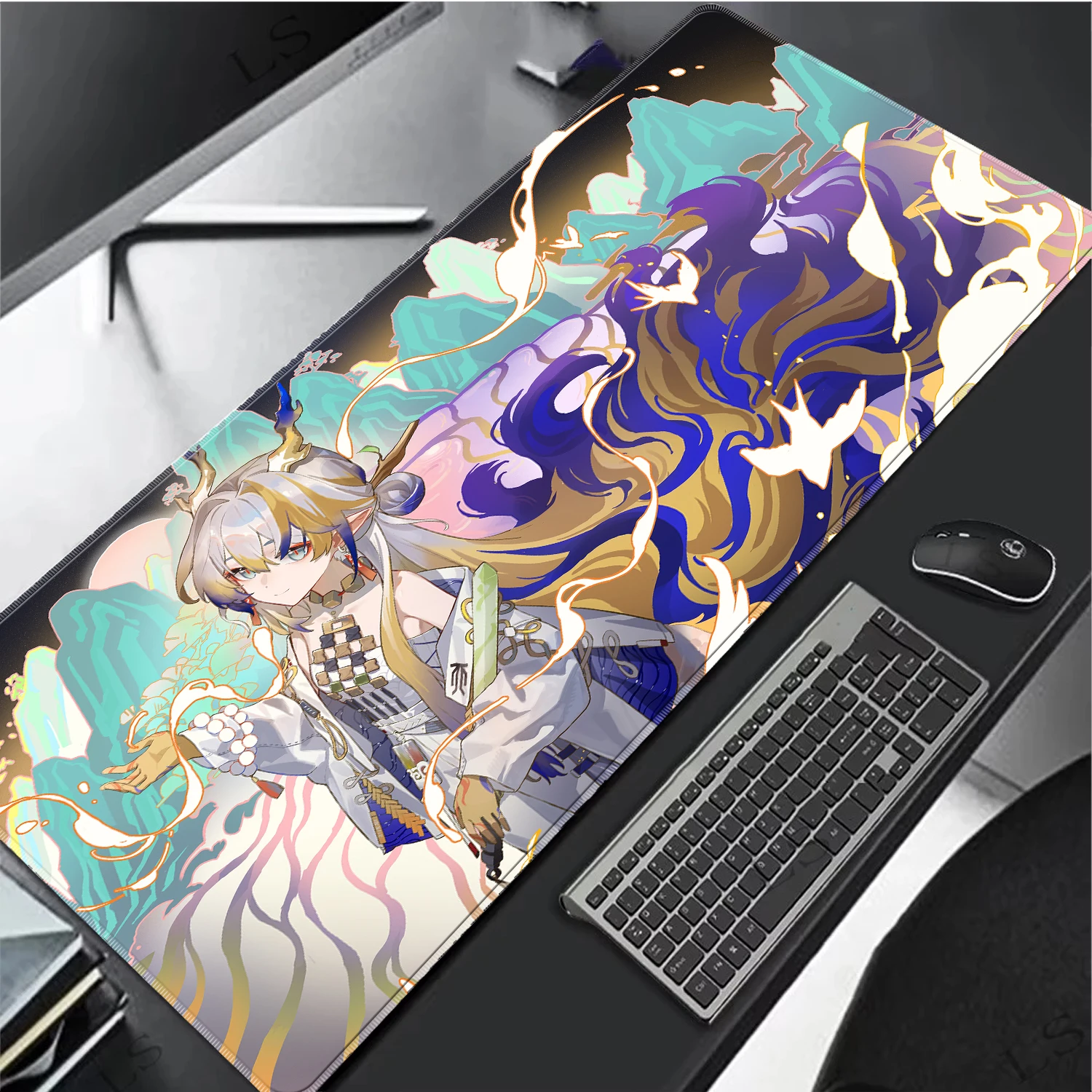 Gaming Accessories Girly - ゲームアークナイツ Shu マウスパッドラップトップアクセサリー天然ゴムアニメマウスパッドかわいいドラゴンキーボードパッド PC かわいい女の子デスクマット