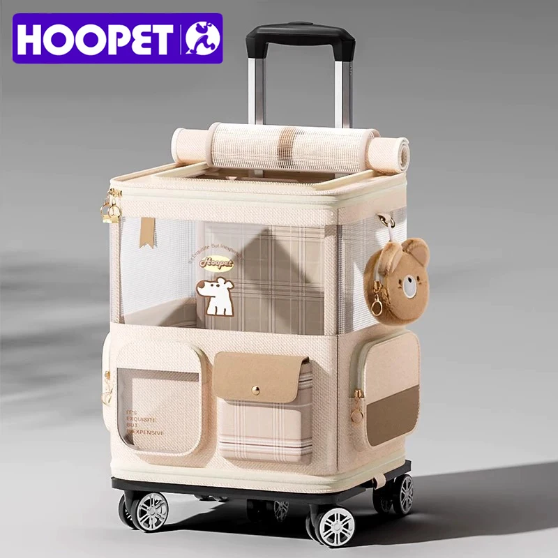 

HOOPET Convertible Pet Carrier Backpack & Trolley Bag for Cats Small Dogs - Large Capacity, 360° Ventilation, Dual Opening