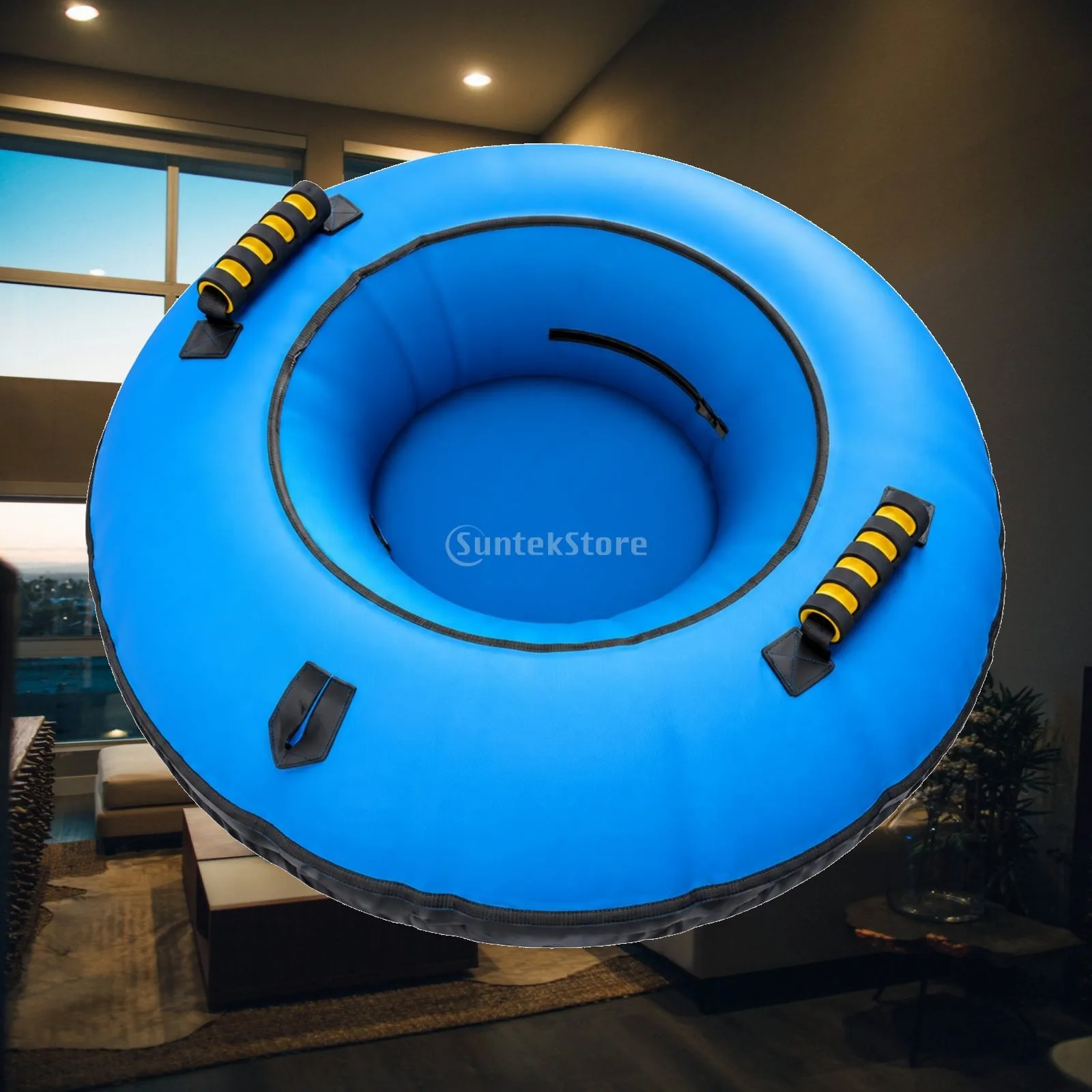 Inflatable Snow Tube Sled for Adults and Kids PVC Oxford Cloth Round Design with Reinforced Trim and Handles for Snow Sliding