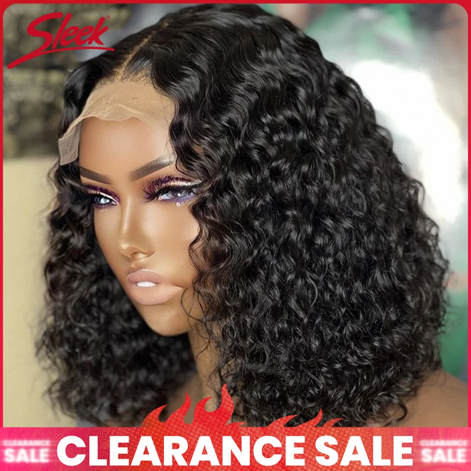 Clearance Sale Malaysia Short Bob Glueless Wigs Deep Wave Glueless Human Hair Ready To Wear 180% Pre Cut Lace 4x4  Lace Front