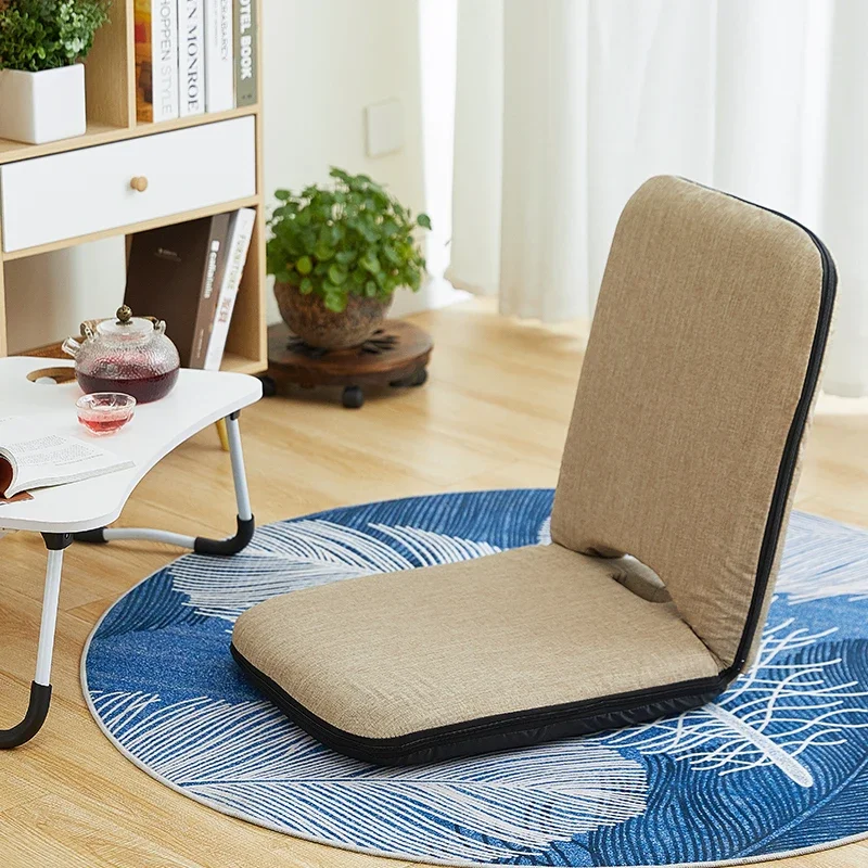 Japanese-style Floor Chair Folding Multiangle Tatami Chair Portable Recliner Adjustable Backrest Low Chair Lazy Tea Room Seats