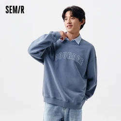 Semir 2024 Sweatshirt Men Spring New Style Exquisite Letter Embroidery Loose Pullover Top Fashion Casual College Style