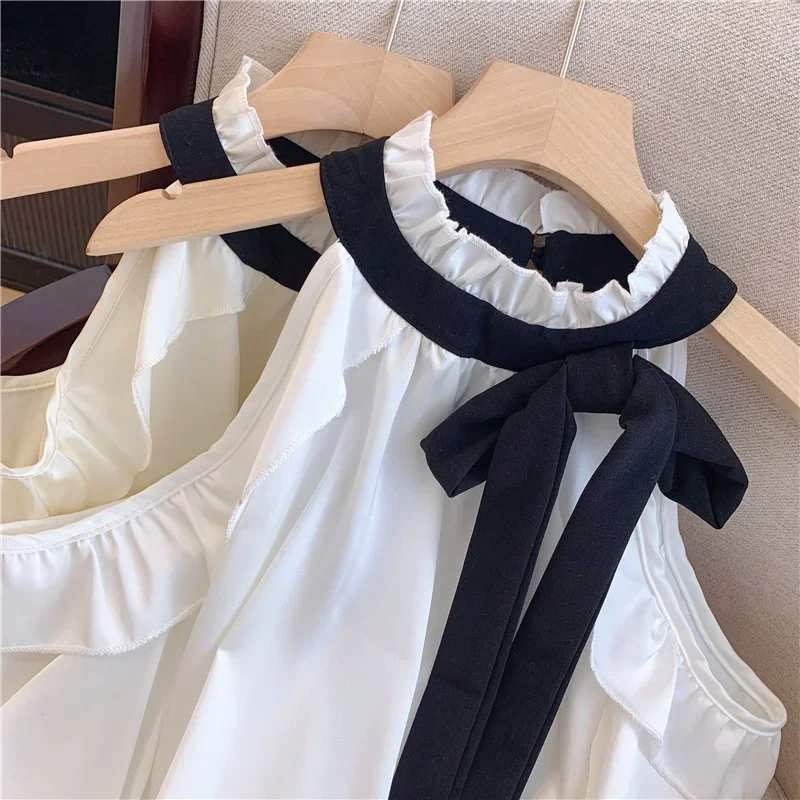 Camisas De Mujer 2026 Korean Blouse For Women Long Sleeve Off Shoulder Bandage Bow Sweet Shirts Loose Ruffles Bow Summer Tops