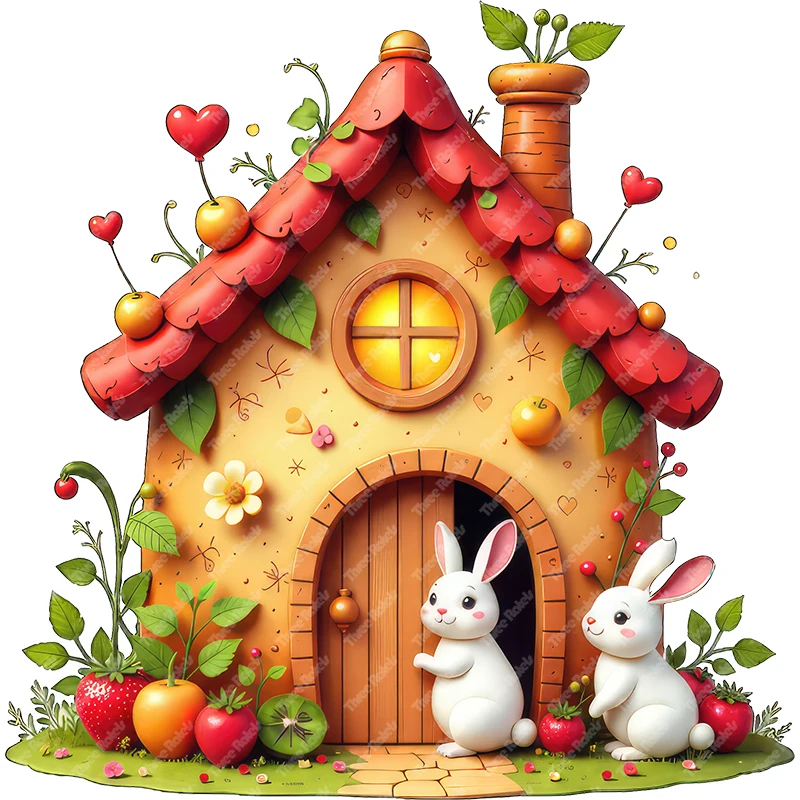 Three Ratels QO10 lovely cartoon fruit house fairy tale animal stickers for decorating children's bedrooms