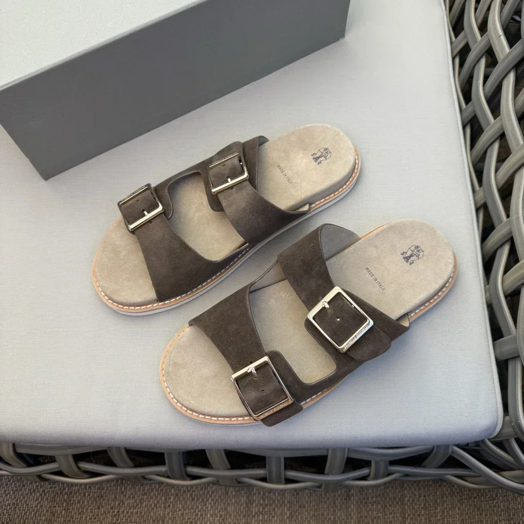 มหาเศรษฐี BLSK CPRT รองเท้าผู้ชายรองเท้าแตะ cowhide หนัง 2025 ฤดูร้อนใหม่แฟชั่น sandy beach คุณภาพผู้ชายยุโรปขนาดใหญ่ 38-46