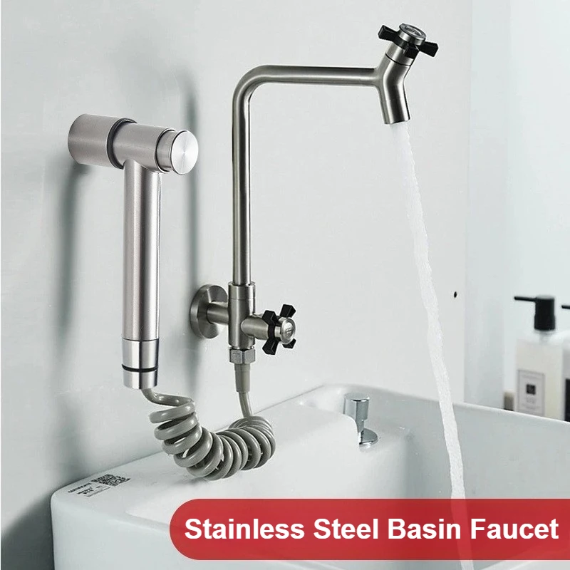 

Смесители для раковины для умывальника, нержавеющая сталь 304, одинарный смеситель для холодной ванной комнаты, бытовой смеситель для туалета, столешница, швабра, краны для раковины для бассейна