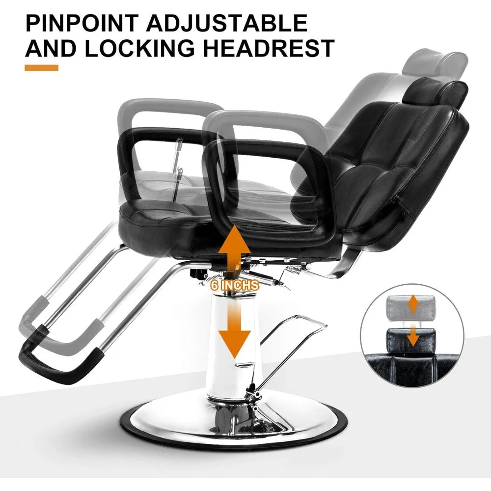 Hydraulic Recline Barber Chair Salon Chair Hair Stylist Tattoo Chair Shampoo Beauty Equipment Easy and Convenientfor assembly