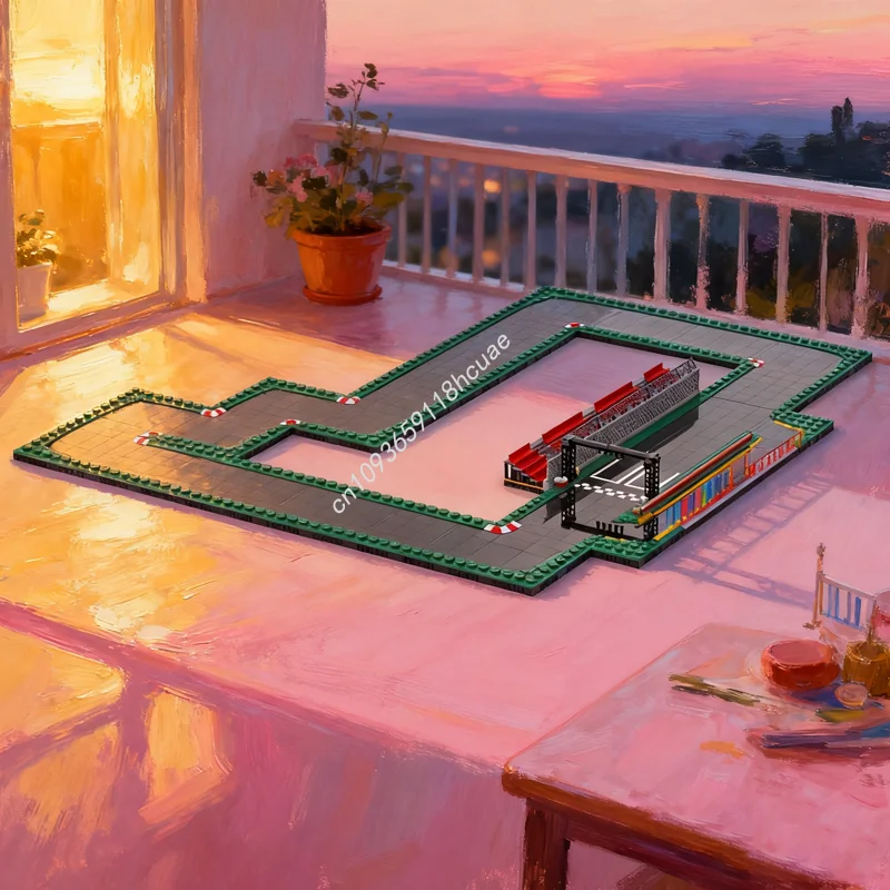 202 pçs moc modular streetscape pista de corrida carros modelo blocos de construção brinquedo ideia educação presentes natal criativo