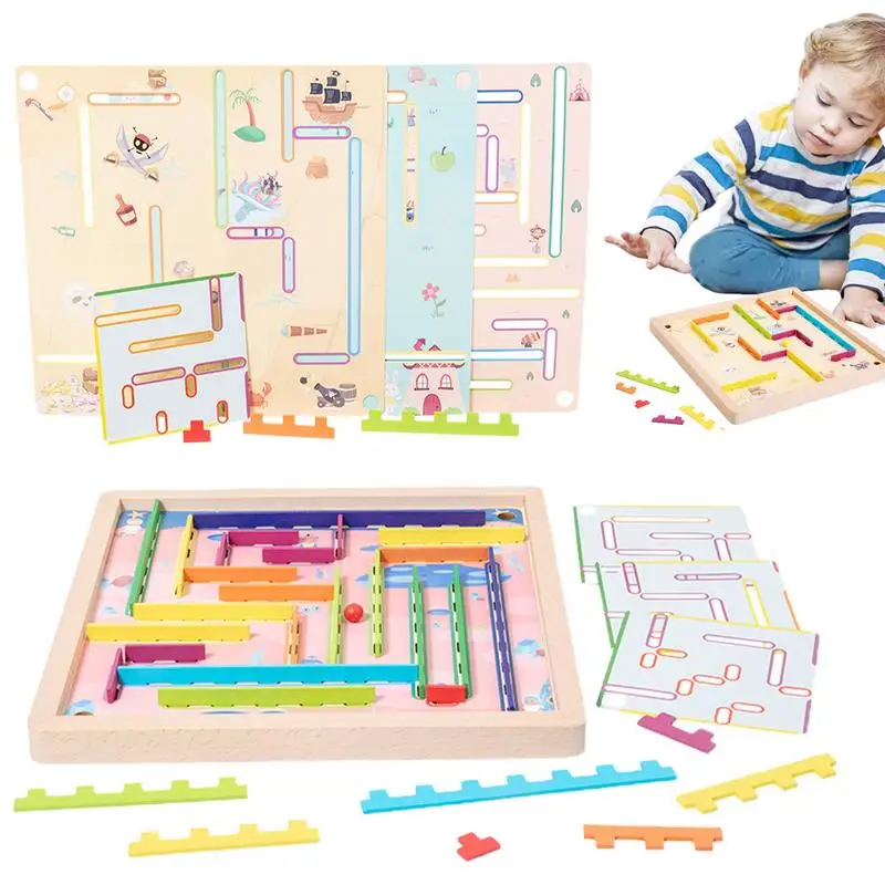 

Wood Maze Toy Creative Wooden Montessori Maze Toy Toddler Fine Motor Skills Toys for Classroom Courtyard Living Room Bedroom