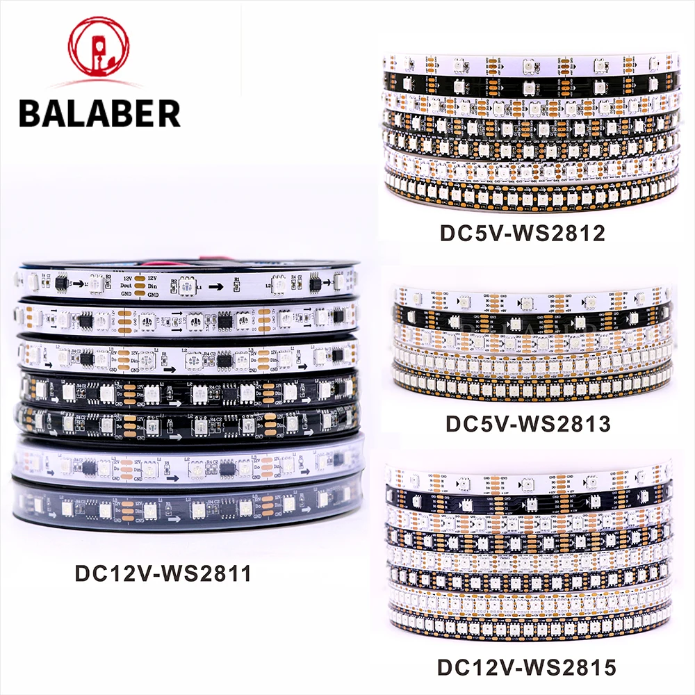 

WS2812b WS2811 WS2813 WS2815 Smart RGB Pixels LED Strip WS2812 Individually Addressable IC 30/60/144pixels/Leds/M Tape Light