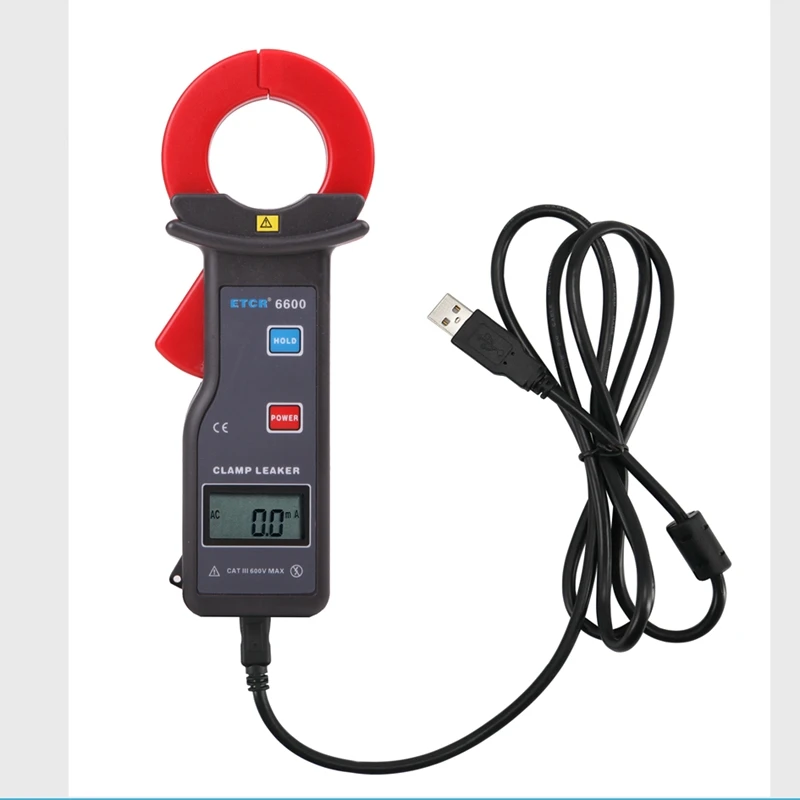 Imagem -04 - Etcr Alta Precisão Braçadeira Vazamento Medidor Atual ac Vazamento Atual Inspeção Peak Data Hold Armazenamento Valor Definido Indicação de Alarme