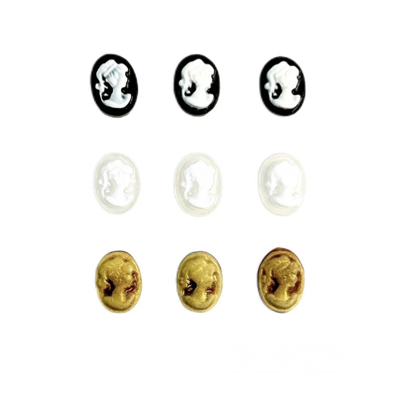 30pcs Retro Baroque Nail Art Charms 3D Emboss Vintage  Baroque Angel Beauty Head Nail Decoration Nail Accessories Manicure DIY