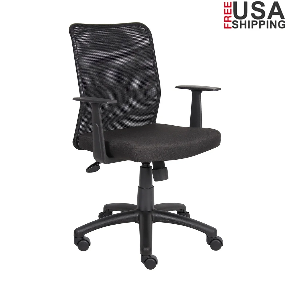 

Breathable Mesh Office Chair with Adjustable Height Padded Seat T-Arms Tilt Control Rolling Casters Ergonomic Design Home or