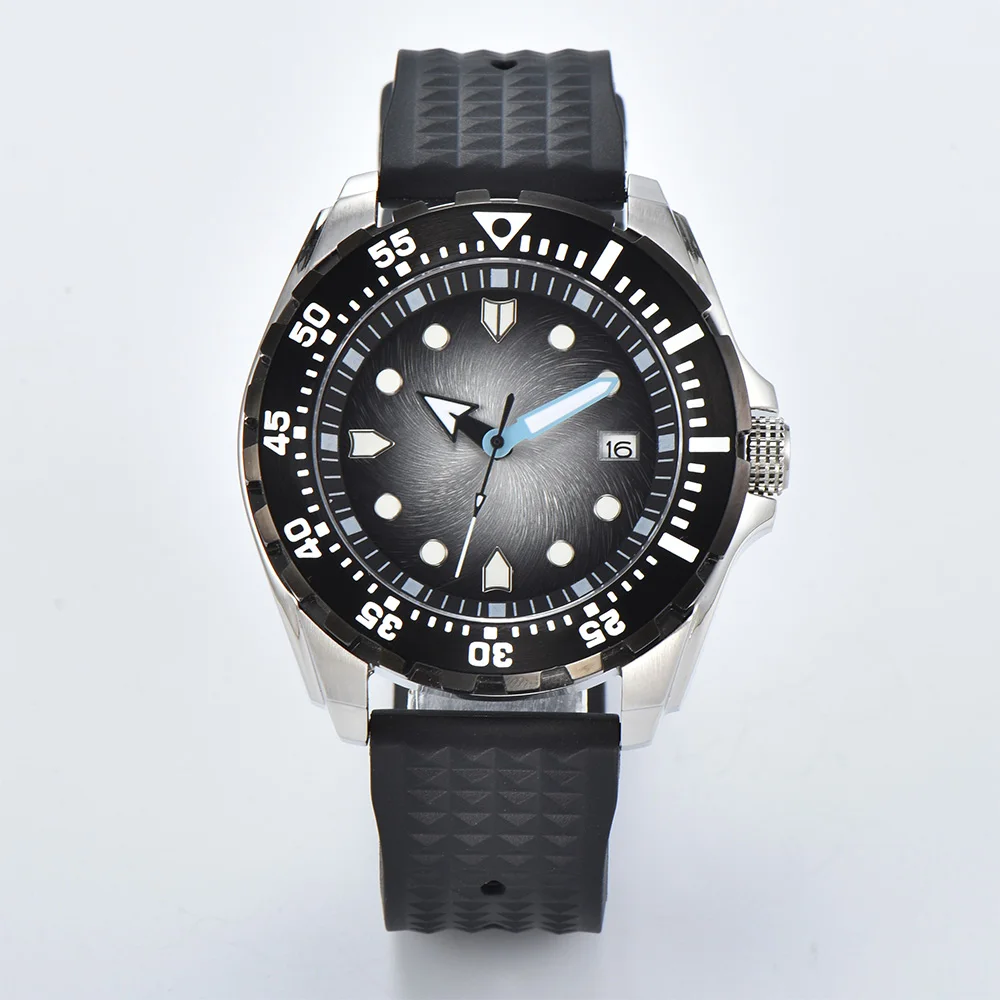 PARNSRPE NH35 44mm men's watch diving watch Bracelet 3.8 Crown sapphire crystal Calendar function Top Waterproof