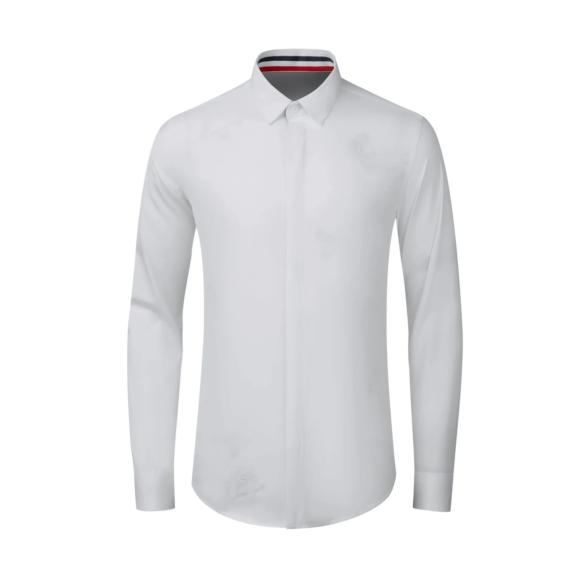 Autumn New Product: Embroidered Small Animal Men's Fashion Shirt, Fitted and Slimming Top, Daily Factory Direct Supply