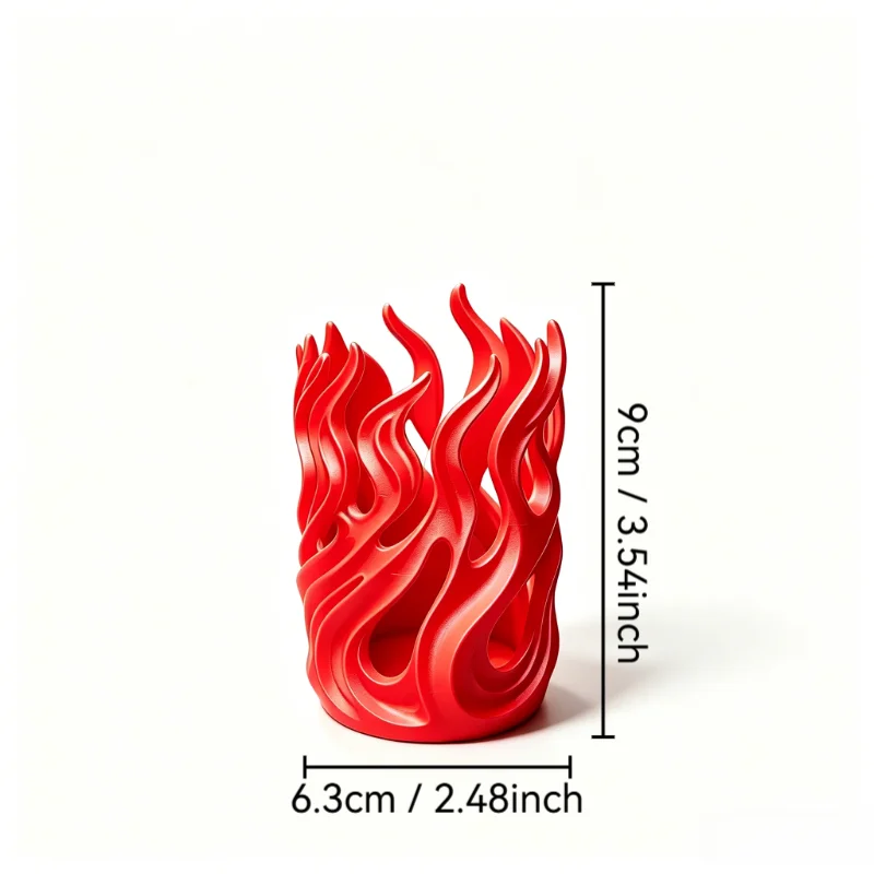 1pc Flame-shaped Creative Pen Holder with 3D Hollow Design for Desktop Storage