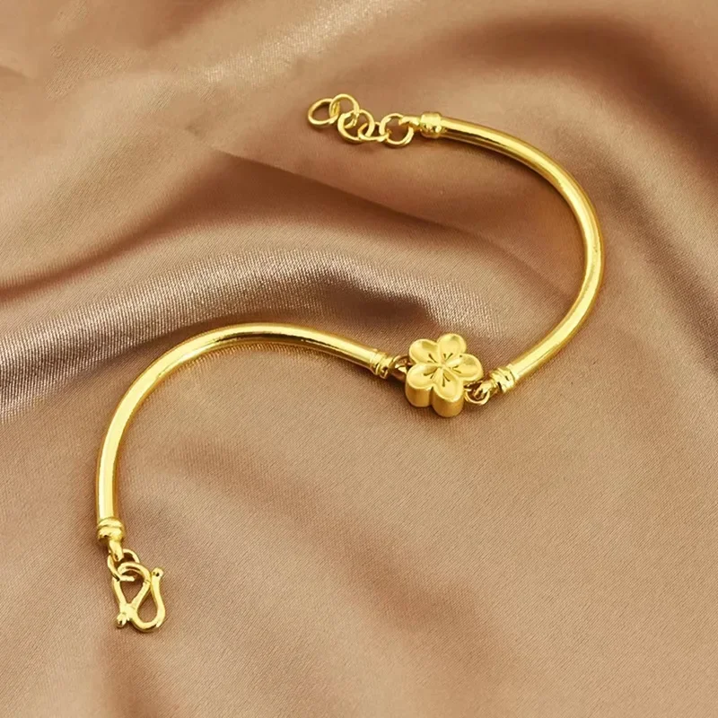 9999 real gold 24 K Escape bracelet opening adjustable bracelet design women simple