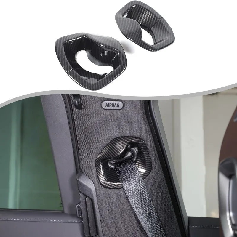 ABS ألياف الكربون السيارات الداخلية تقليم حزام الأمان الأمامي يغطي ل 2023 + BMW 7 سلسلة G70 اكسسوارات السيارات #2