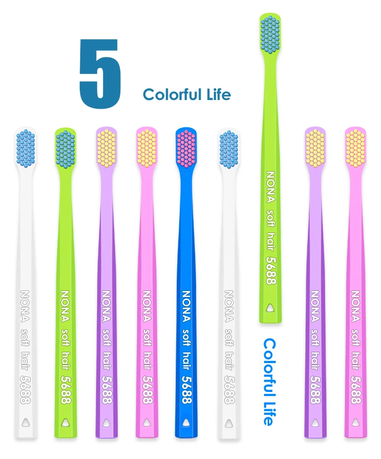 노나 초극세사 칫솔, 스위스 스타일 5460 고밀도 수동 칫솔, 부드러운 세척 및 잇몸 관리, 홈 세트,