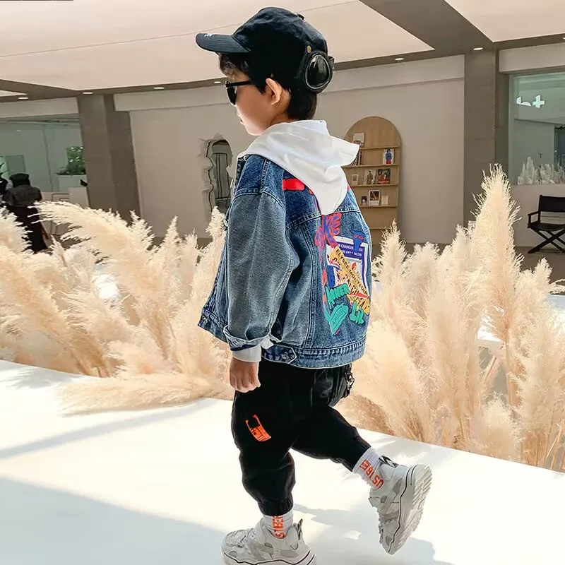 Spring Autumn Kids Coats  Denim Jackets for Boys Baby Fashion Child Kids Outwear Jackets Jean 4 5 6 7 8 9 Year