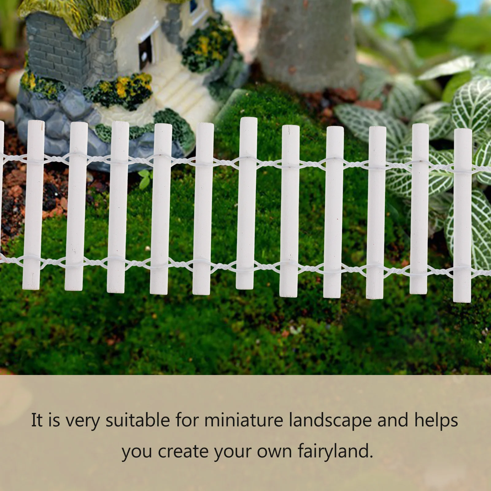 سياج خشبي صغير أبيض ديكور سياج صغير DIY حديقة مصغرة المناظر الطبيعية الصغيرة أشياء مصغرة ديكور المزرعة وهمية #6